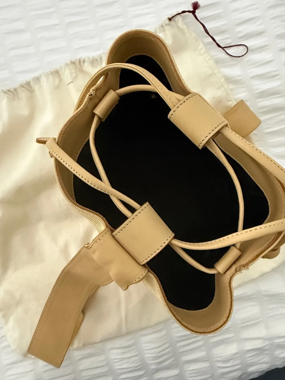 Salvatore Ferragamo Tan Canvas Shoulder Bag with Gold Buckle - Picture 5 of 6